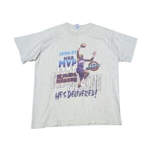Vintage Single Stitch Karl Malone Utah Jazz Tee Shirt MVP 1996 1997 Sportswear